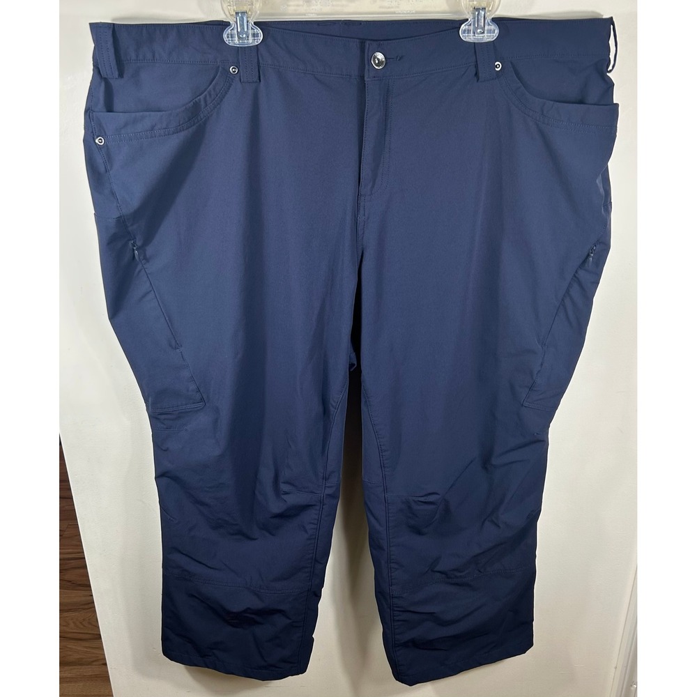 Duluth Trading Co Cargo CROP Pants Womens 24Wx25.5 Navy Blue Hiking Outdoor READ